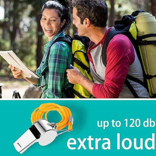 Miniatura 2 de Silbato de entrenador, silbato de hockey de metal con cordón, silbato de seguridad para navegación, pesca, barco, camping, senderismo, caza,