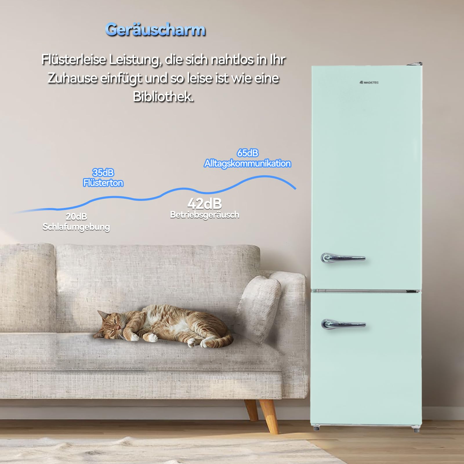 【Premium】 Retro Kühlschrank Mit Gefrierfach Vintage 179cm ,【Total No Frost Plus 】, 236L (168L/68L Gefrierfach ) | Kühl Gefrierkombination Freistehend Retro | Elektronische Steuerung | Matcha-Grün