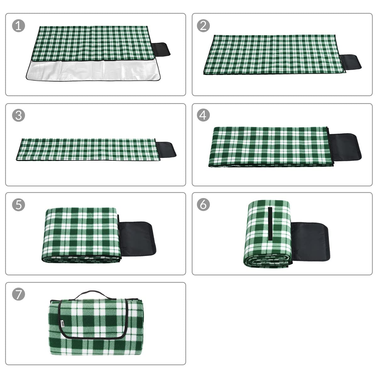 Detex Couverture de Pique-Nique XXL 200x200cm imperméable Tapis Polyvalent Plaid Pliable Jardin Couverture Camping extérieur Piscine Plage