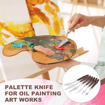 MECCANIXITY #11 Palette Knives 17mm Width Stainless Steel Spatula Painting Pallet Knife with Wood Handle for Oil Painting Acrylic Canvas Mixing Spreading