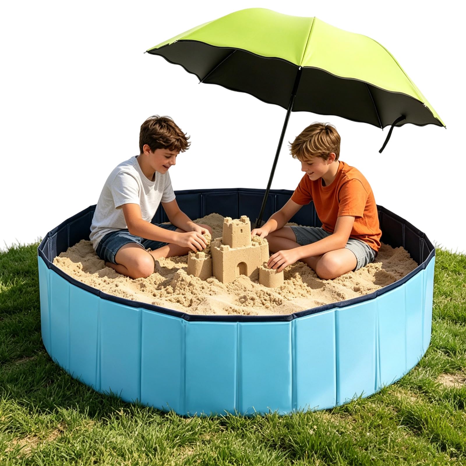 Large Sand Box Set with Lid Cover & Umbrella, Including Big Portable Sandpit for Outdoor Indoor Backyard Patio Beach Dog