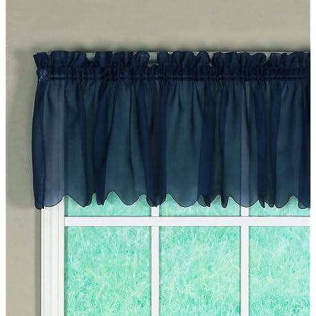 Emelia Original Voile Valances For Windows in Refreshing Classic Navy Blue