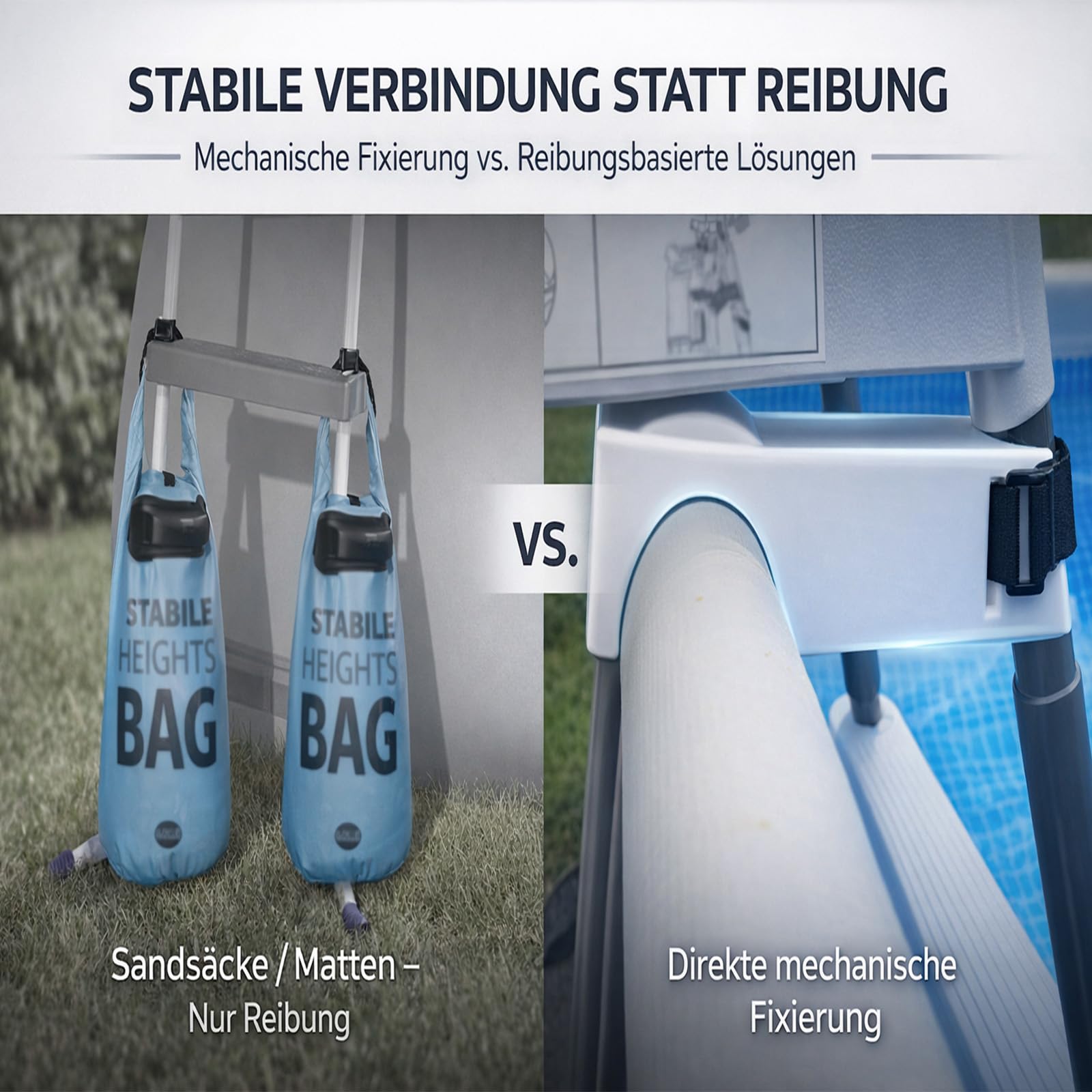 Poolleiter Stabilisator kompatibel mit Intex Poolleiter – Leiter Befestigung mit Gurt für Frame Pool Leiter, Kippschutz & Stabilisierung, rutschfest, UV-beständig, Montage ohne Werkzeug, 2er Set