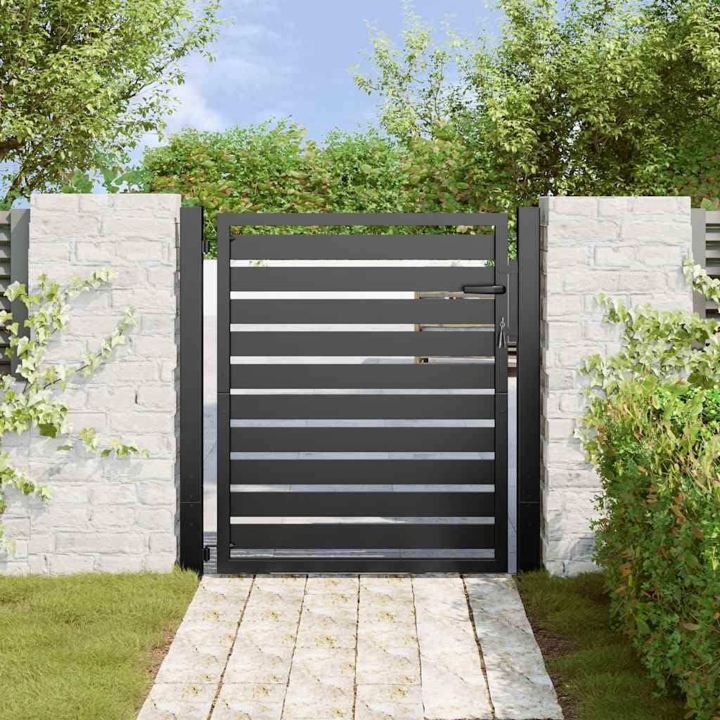 vidaXL Puerta de jardín con Cerradura de Aluminio Negra 100x100 cm, Puerta de jardín de Metal, Puerta de jardín Delantera, Puerta de Seguridad