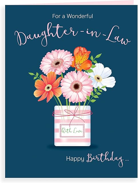 Koko Designs K70004 Luxury Beautiful Contemporary Birthday Card Wonderful Daughter in Law - 8 x 6 inches, Blue