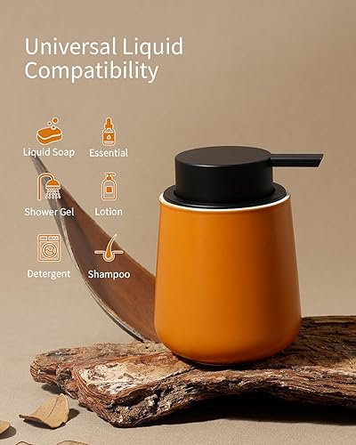 Miniatura 37 de Bosilunlife Dispensador de jabón para baño, dispensador de jabón de cerámica azul, loción, bomba de mano, botella de jabón para cocina, dispensador