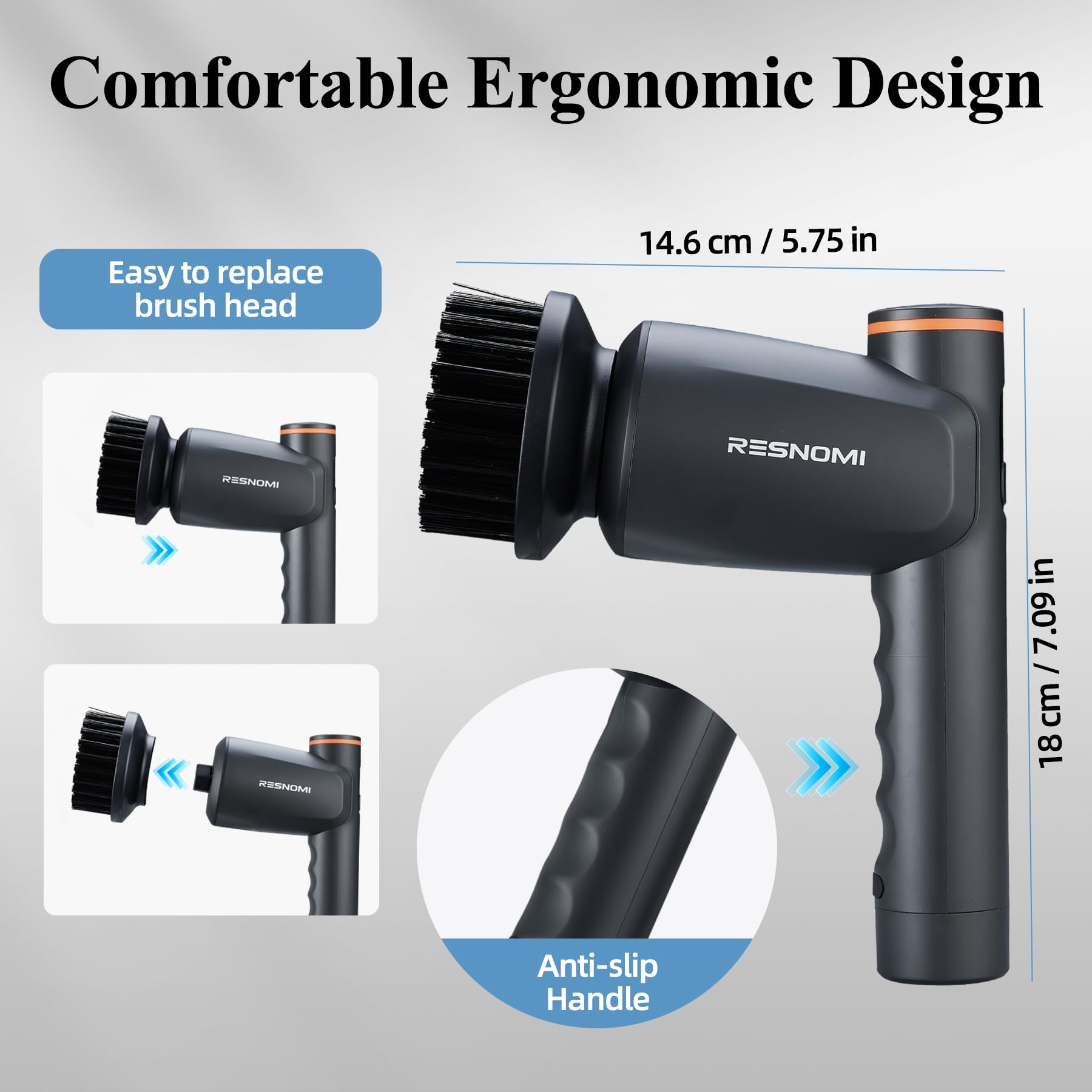 cepillo para polvo de limpieza inalámbrico con 6 cabezales reemplazables, 2 velocidades y tiempo de funcionamiento de 4 horas, IPX7, impermeable, depurador de ducha con visualización LCD, baño, cocina
