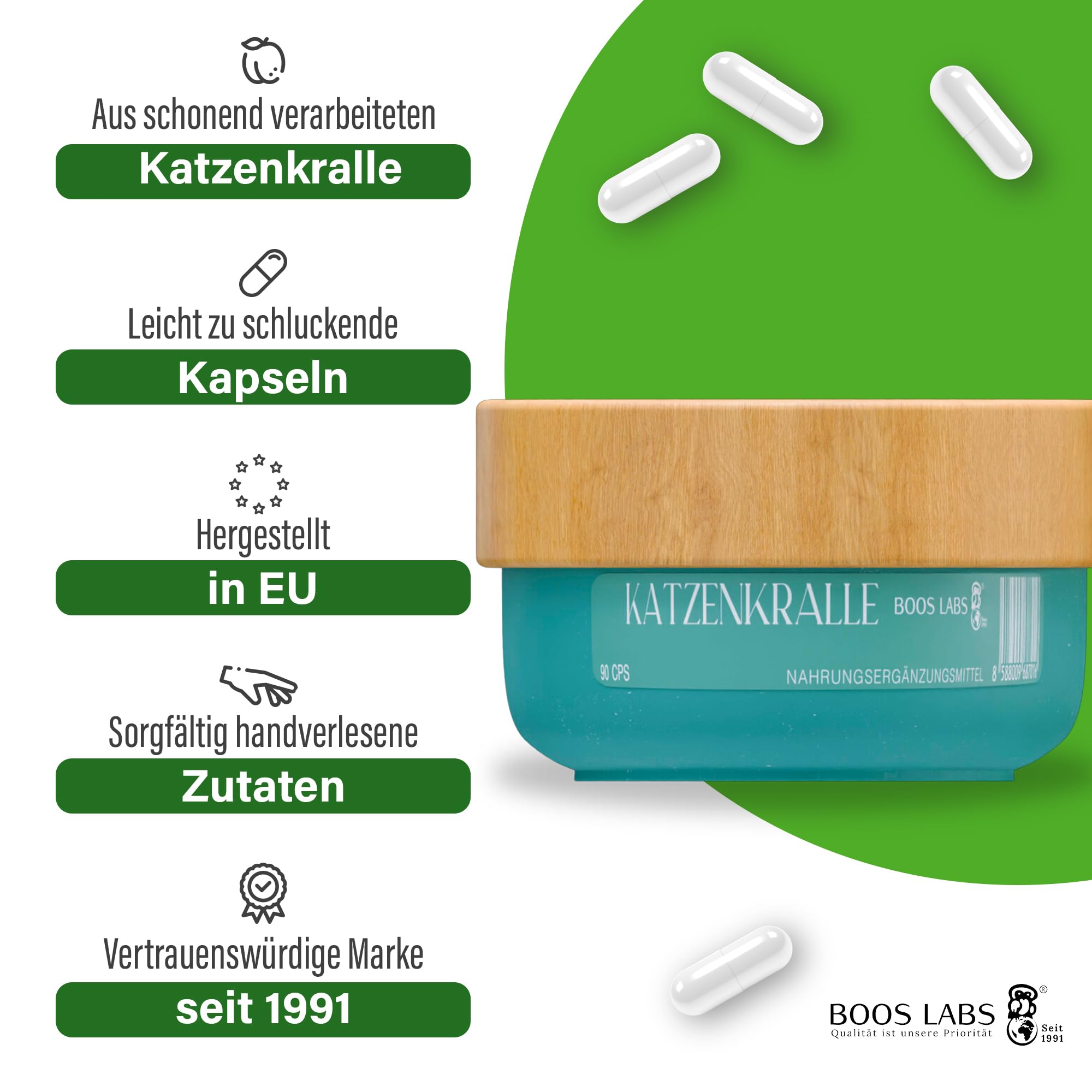 das stärkste Katzenkralle I 1000mg I 90 vegane Kapseln I Katzenkralle Kapseln Hochdosiert in 1 Kapsel, Cats Claw direkt aus der Natur