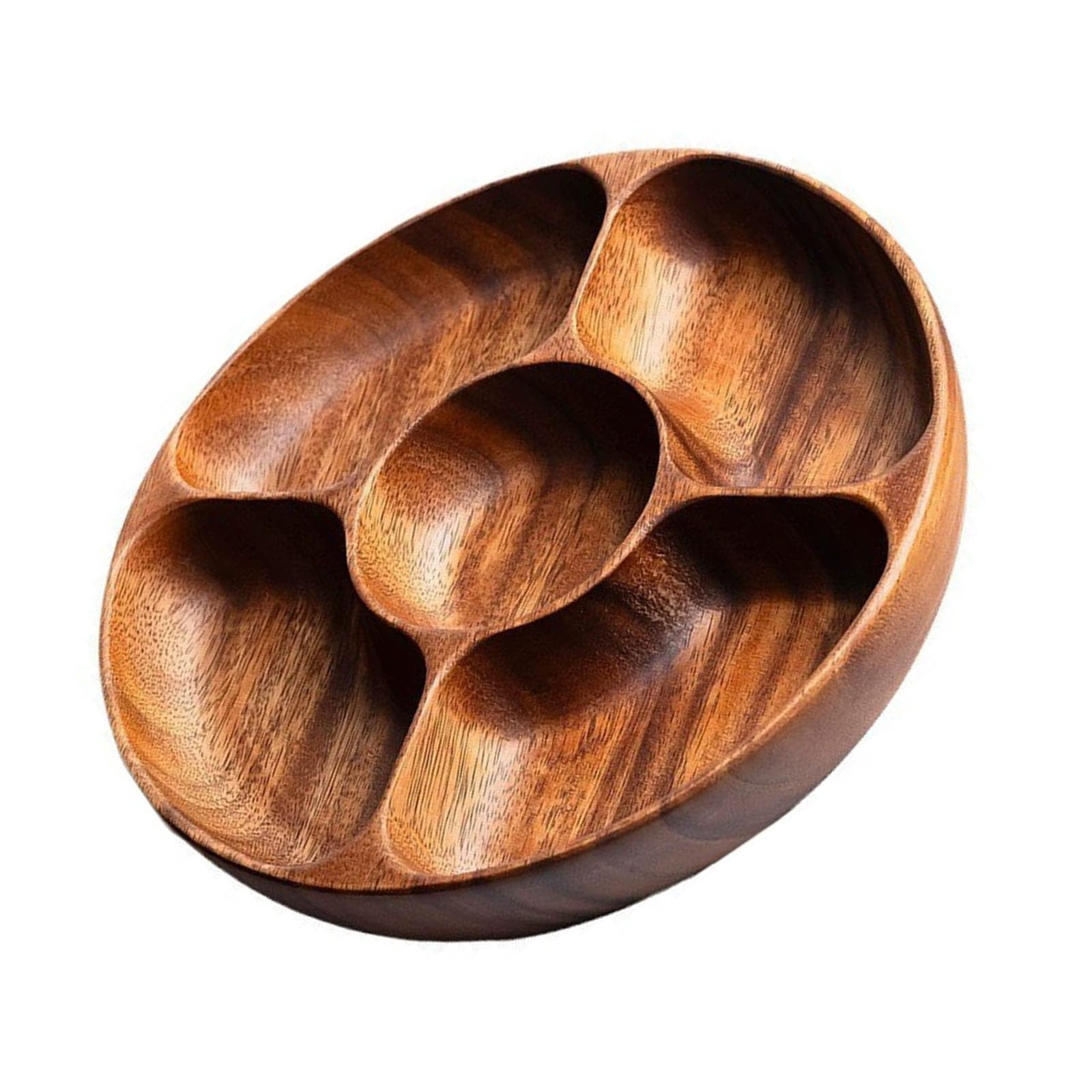 ZWWAAZHF Wooden Divided Serving Trays Candy Bowl Bread Round Fruit Dessert Plate Appetizer Platter Snacks Tray Easy to Clean Appetizer Platter Snacks Tray