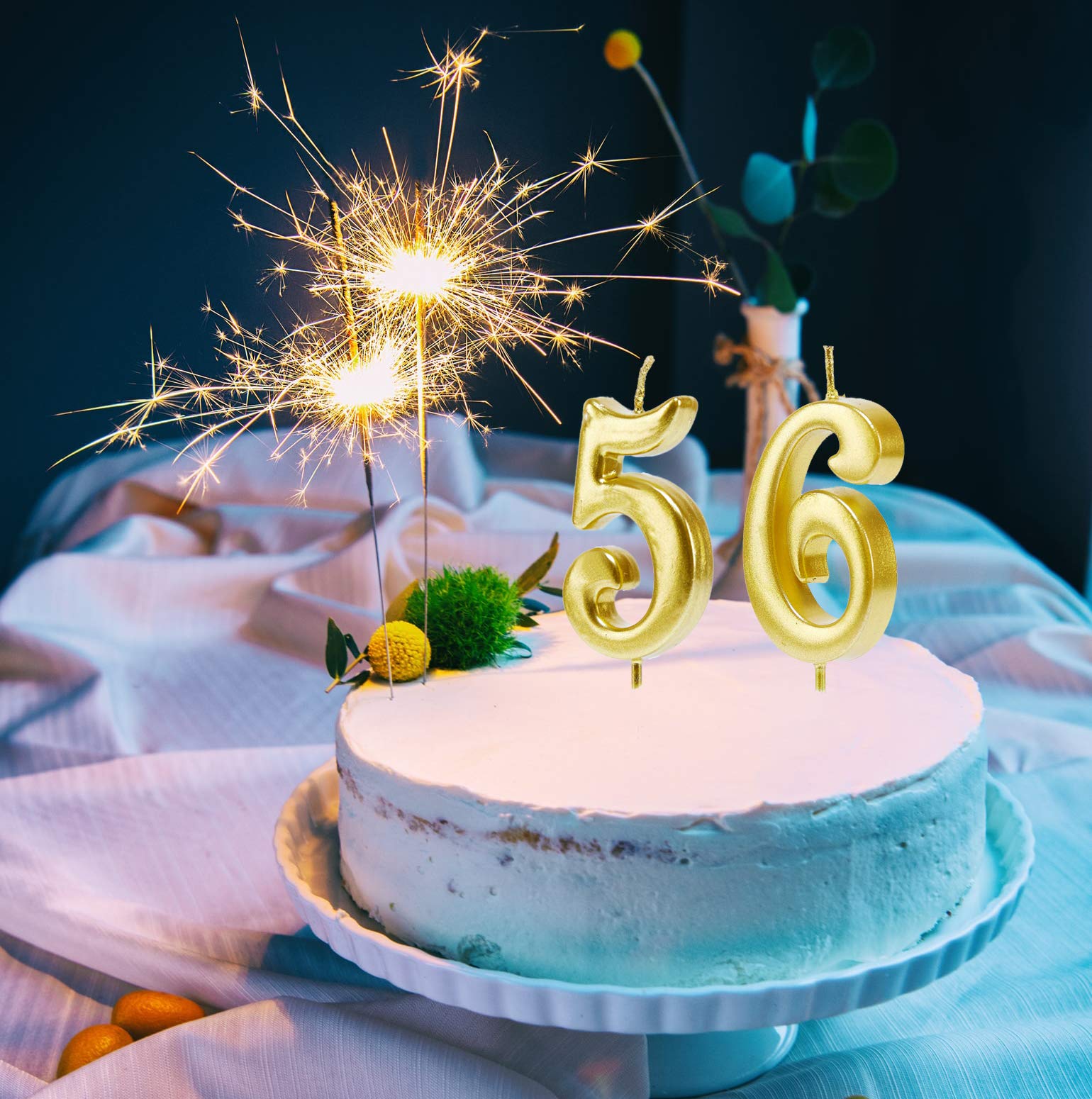 Amazon.co.jp: MMJJ ゴールド 56歳バースデーキャンドル 数字56ケーキ