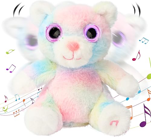 Hopearl Gato bebé que canta con ojos grandes iluminados que brillan y sacuden, juguete de peluche bailarín, gatito interactivo, regalo de
