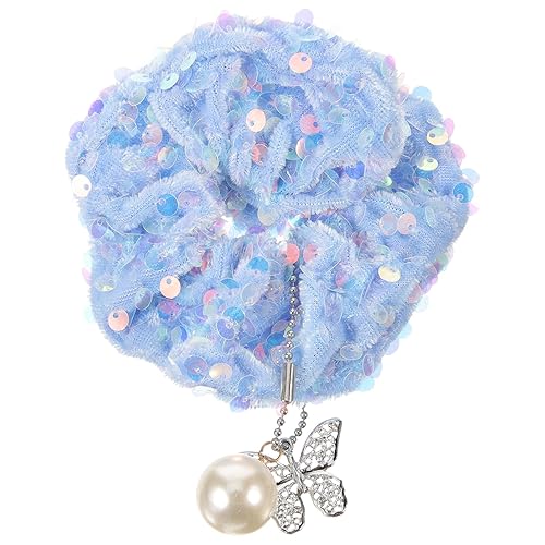 Miniatura 9 de EXCEART Coleteros de lentejuelas para el cabello con diamantes de imitación de mariposa y perlas, soporte para coleta, ligas para el cabello, bandas