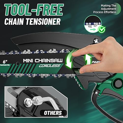 Miniatura 3 de Motosierra eléctrica de 6 pulgadas, inalámbrica, funciona con pilas, sierra de mano para recortar maderaárboles, herramientas para el hogar y el