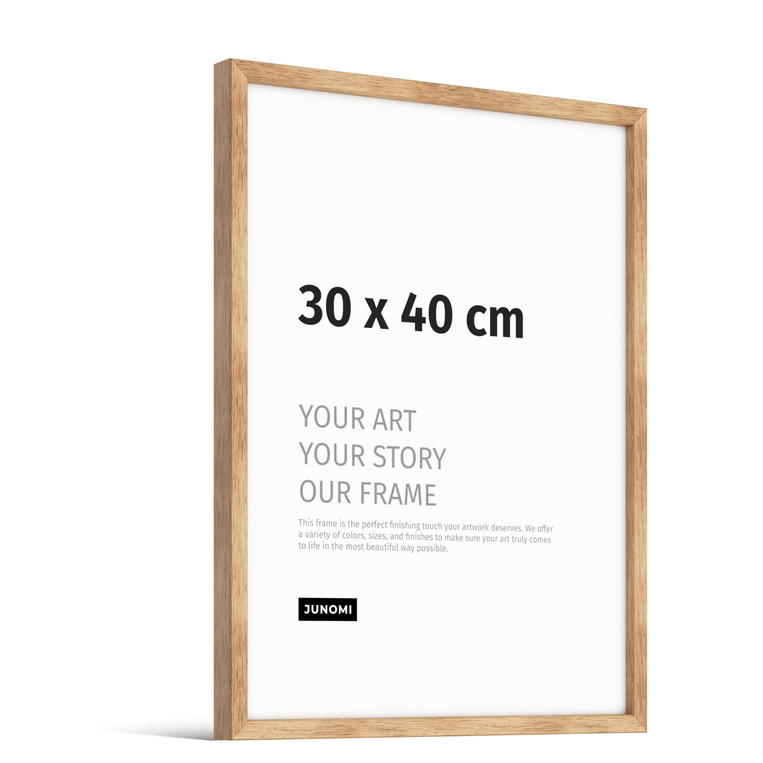 JUNOMI Premium Oak Picture Frame 30 x 40 cm - Real Oak Wood Frame with Shatterproof Acrylic Front, 30 x 40 cm / 1x
