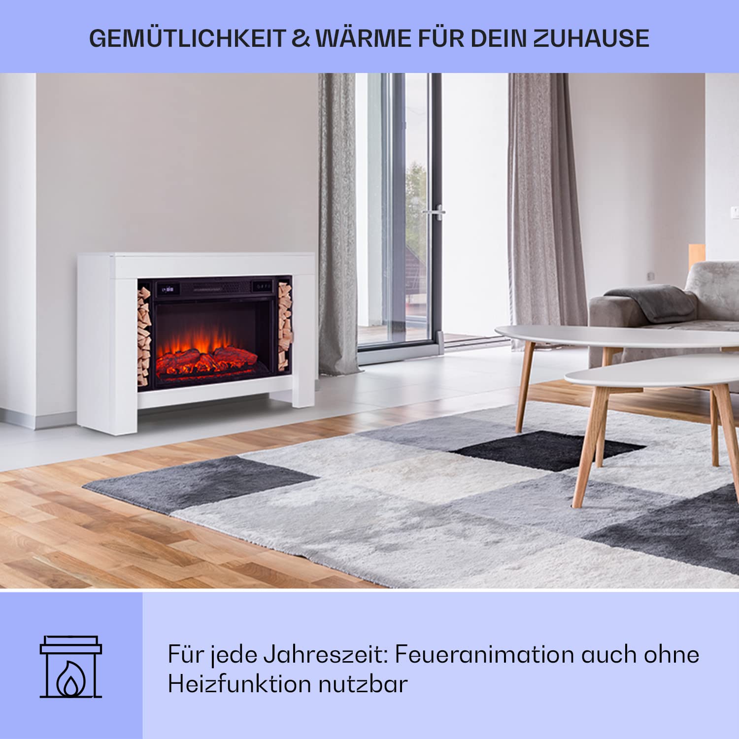 Klarstein Elektrokamin mit Heizung und Kaminfeuer, 1900W Sparsamer  Elektrischer Kamin LED Flammen, Elektro-Kamin, Freistehender Fake  Elektrisch Erkennung Offener Fenster, Wei : Amazon.de: Baumarkt