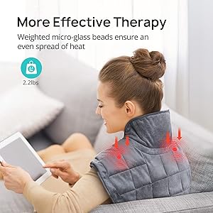Heating Pad for Back Pain and Cramps Relief, 2.2lb Weighted Heating Pads for Neck and Shoulders, Extra-Large Soft Electric Pad with 4 Heat Settings, Auto-Off, Gifts for Women Men Mom Dad, 19" x 22"