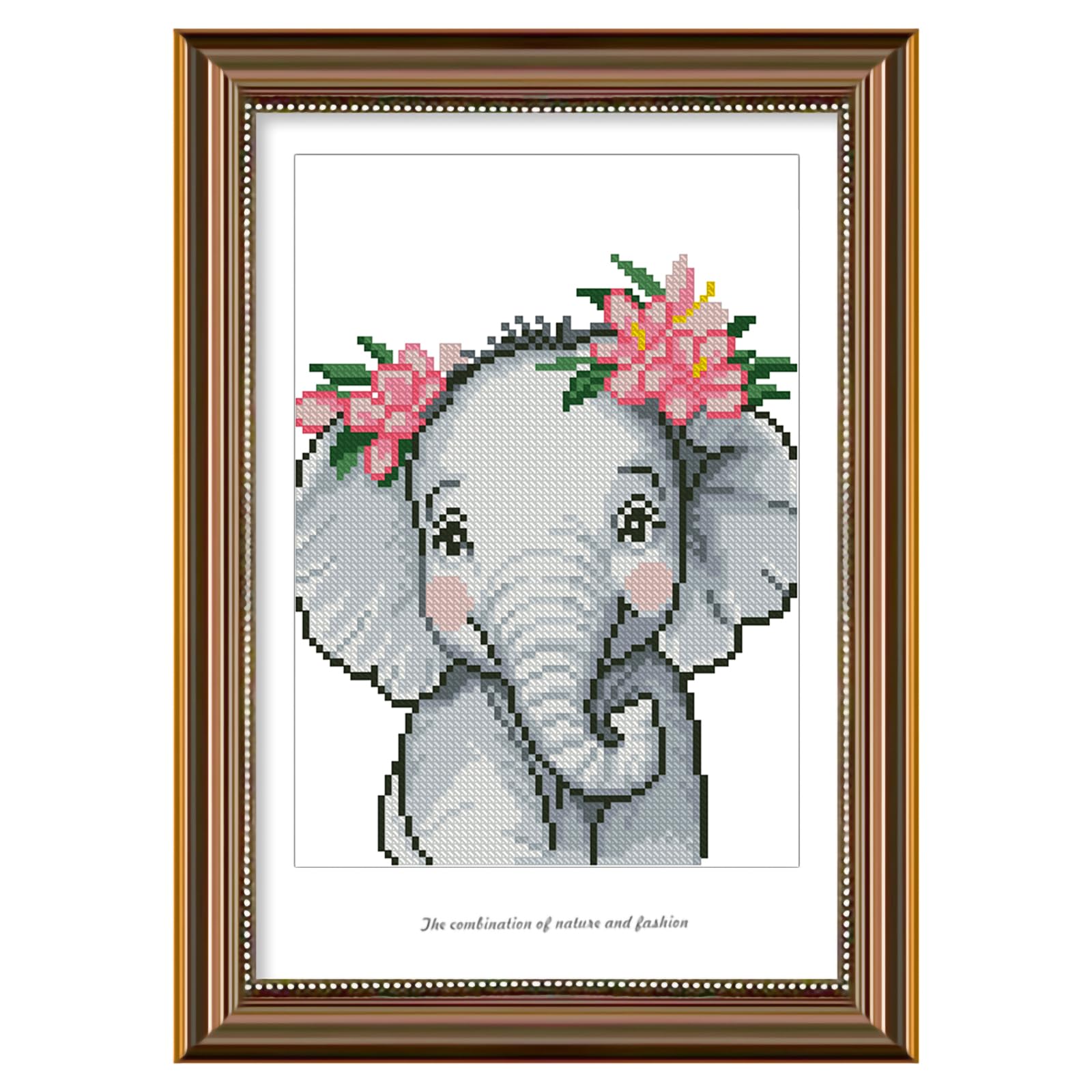 Zhenqing Animal Cross Stitch Kit - Elephant Design, 11 Count, 9.8x13.8 Inch, Stamped Pre-Printed Pattern, DIY Beginner Embroidery Kit for Home Decor & Gifts (67516)