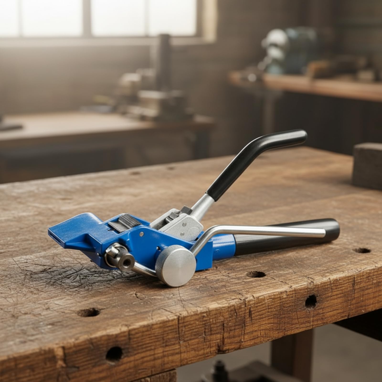 Sharplace Abrazadera Metálica Tensora Herramienta Tensionador Alicate Manual Dispositivo Engranado Acero Inoxidable Cabezal de Sujeción y Corte Adecuado para