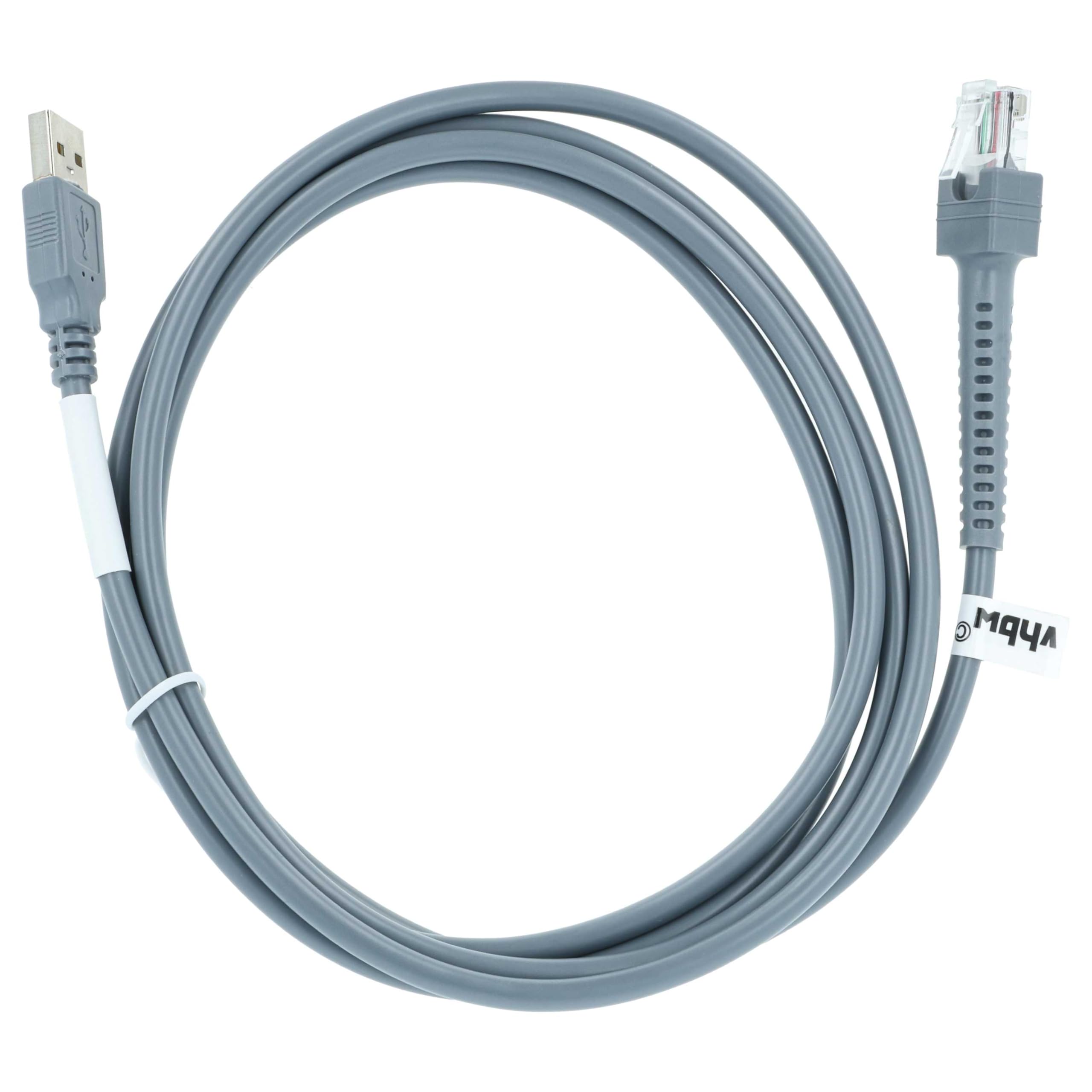 vhbw Cable de Datos USB 2.0 (m) a RJ45 (m) Compatible con Zebra DS2208, DS3400, DS3408, DS3508, DS3578 escáner de código Barras - Cable, 2 m Gris
