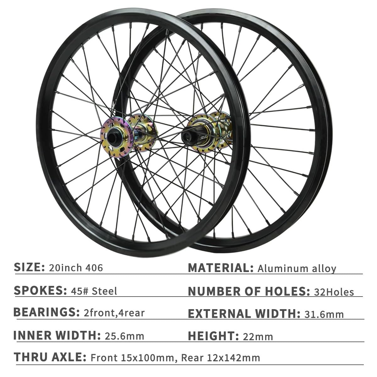 20" Juego Ruedas Bicicleta Plegable 406 Ruedas MTB Eje Pasante 100/142mm