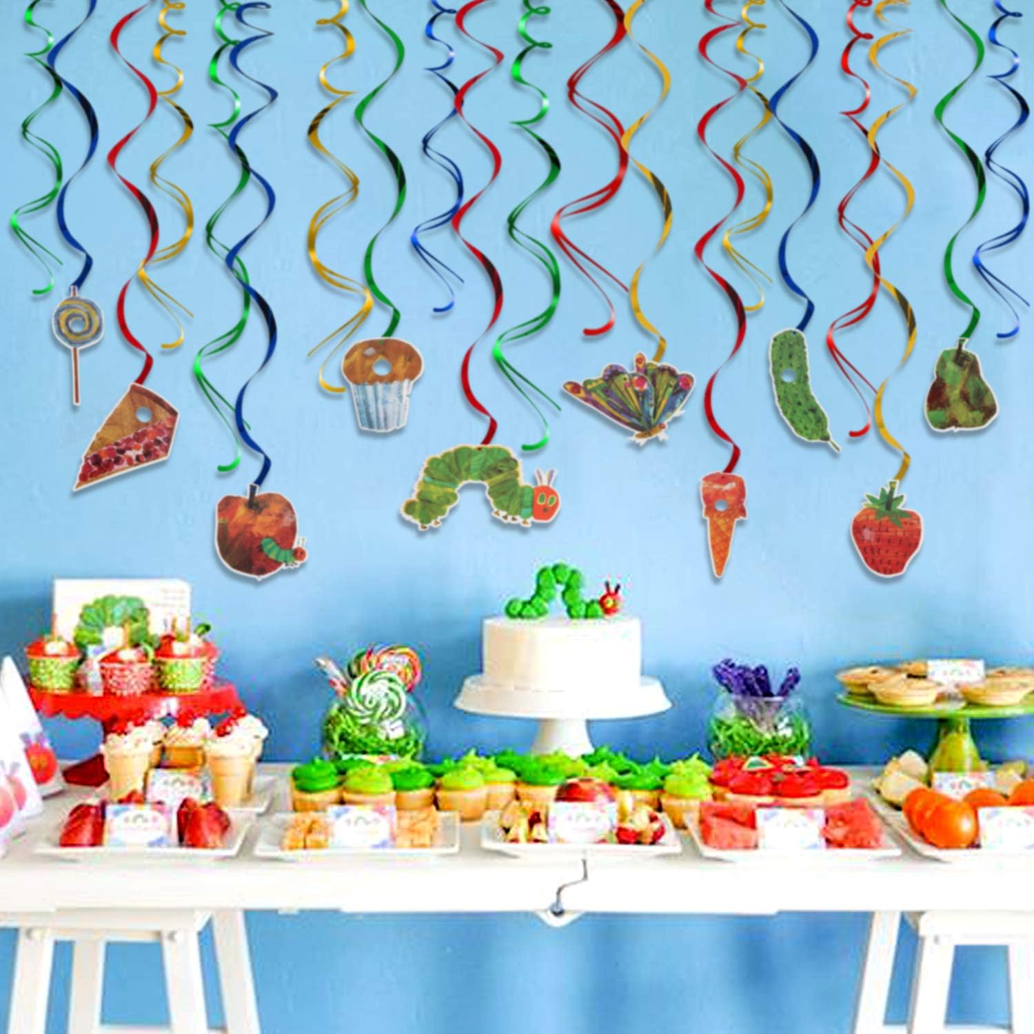 LINGTEER The Very Hungry Caterpillar Butterfly Swirls Streamers - 20 Pcs Children's Reading Story Birthday Party Decorations.