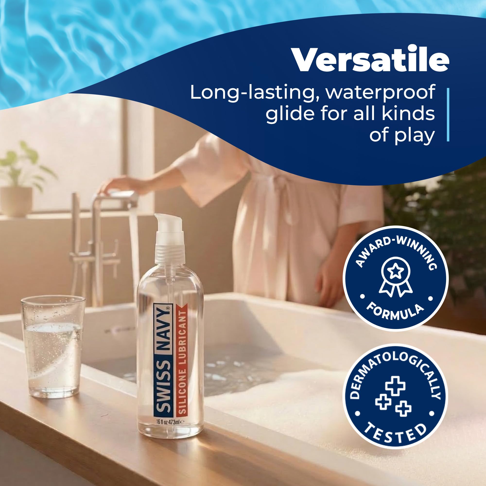 SWISS NAVY Lubrificante sessuale premium in silicone, 16 once, lubrificante per uomo, donna e coppia. MD Science Lab
