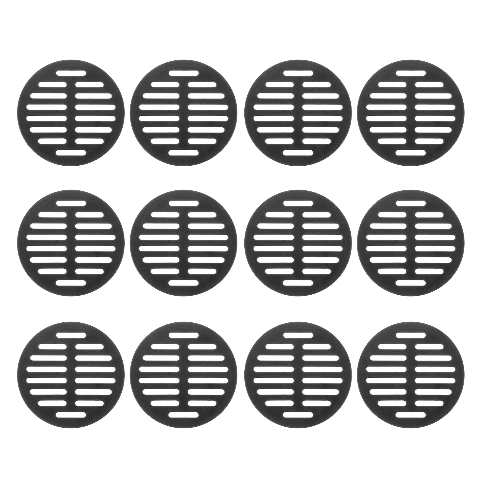 sourcing map 12 Pcs Round Soffit Vents (50mm / 1.97") - Plastic Louver Soffit Air Vent Cover Circular Air Mesh Screen Grille for Home/Bathroom/Wall/Ceiling/Cabinet, Black