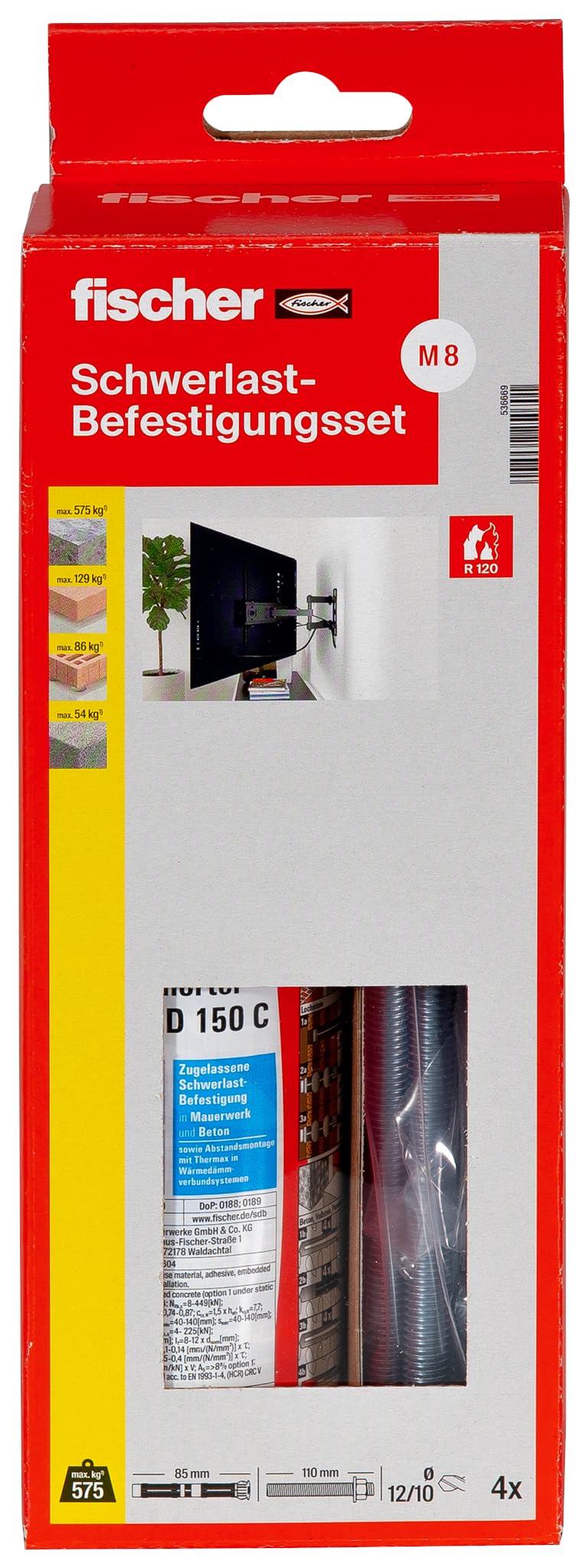Fischer Schwerlast-Befestigungsset 150 C mit Ankerstange M8
