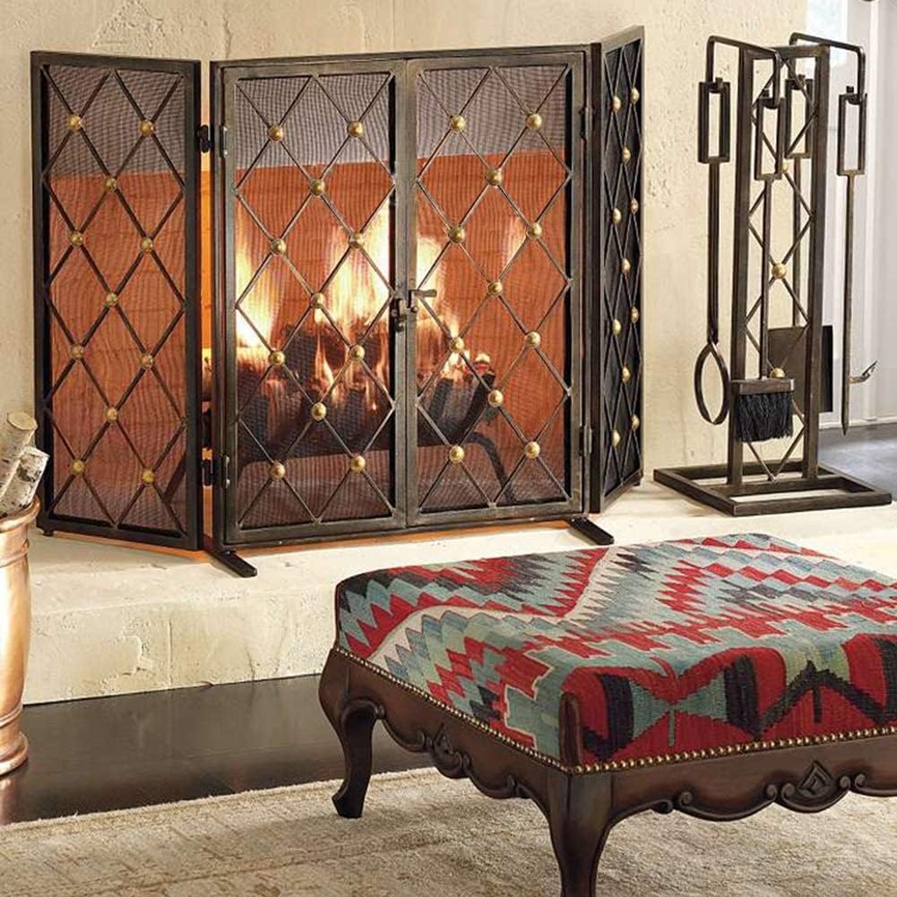 Tiiiopkvvv ファイヤースクリーン 錬鉄製 中空暖炉 パーティション