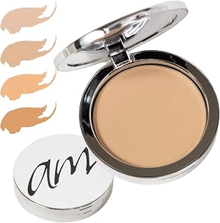 4-in-1 Pressed Foundation Powder with Natural SPF, Concealer & Finishing for Medium to Full Coverage Foundation, Mineral-Based (Angelina, .35 oz)