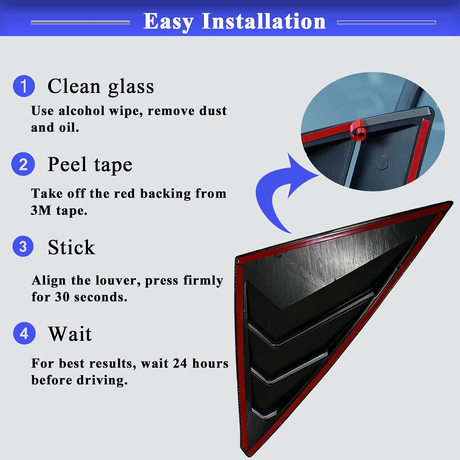 AUCERAMIC Rear Side Window Louvers Air Vent Scoop Shades Cover Blinds Fit 2022 2023 2024 2025 2026 11th Gen for Honda Civic Hatchback(Carbon Fiber Style)
