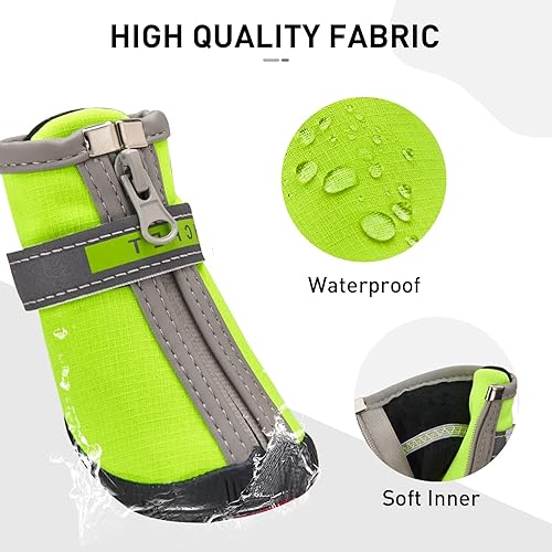 Miniatura 2 de Zapatos para perros pequeños, botines de invierno para perros de nieve abiertos con cremalleras y suela antideslizante resistente Botas