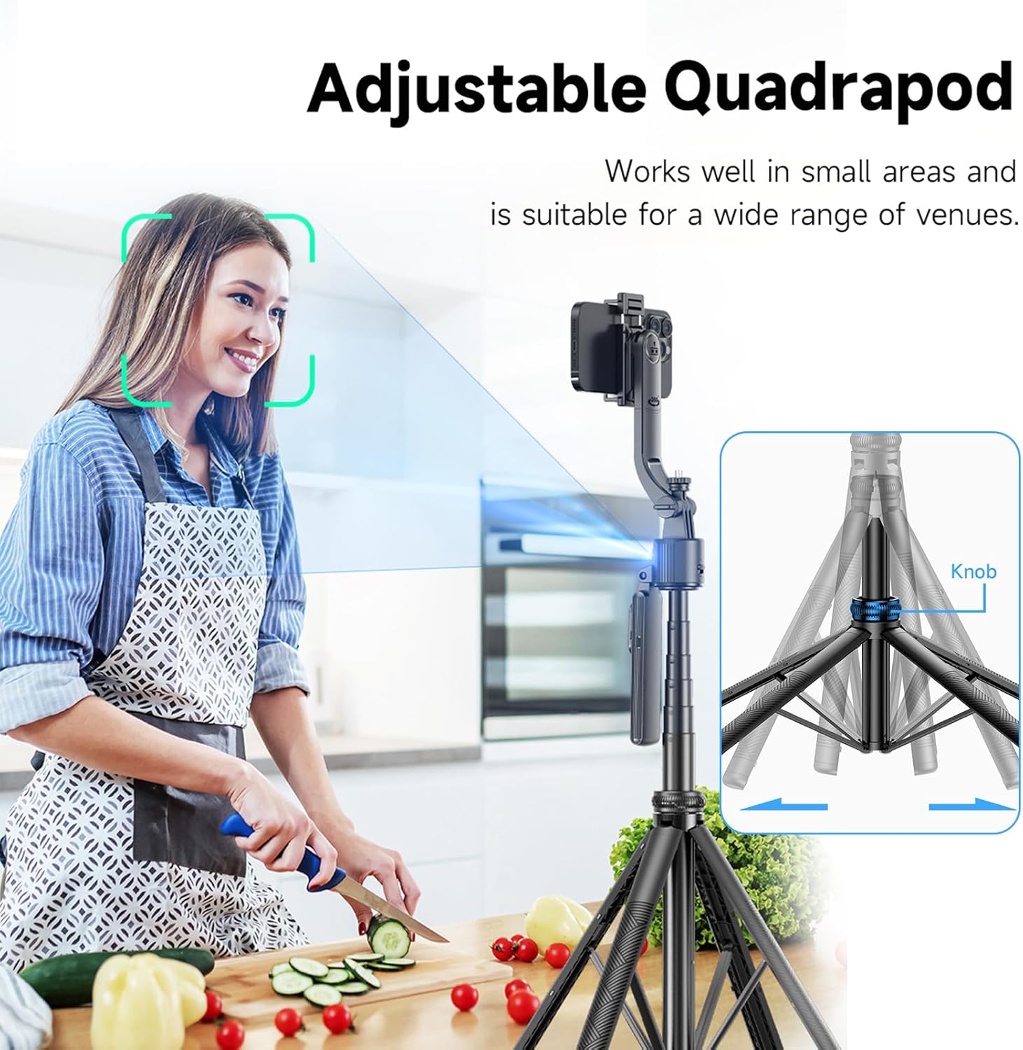 Andoer 64'' Auto Face Tracking Tripod with Stand, 360° Rotation Tracking Tripod with Remote and Gesture Control, Selfie Stick for Video Vlog, Live Streaming, Tiktok, YouTube, Facetime