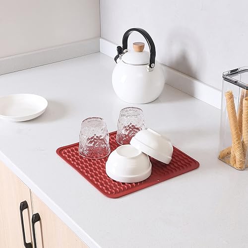 Miniatura 416 de Tapete de silicona para secado de platos para múltiples usos, fácil de limpiar, ecológico, resistente al calor, tapete de silicona para encimera