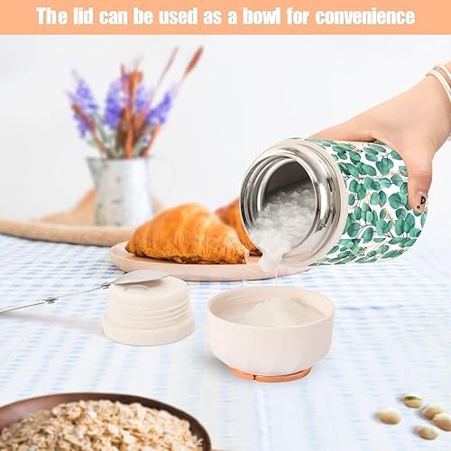 Miniatura 6 de Green Leaves Food Jar with Spoon Stainless Steel Vacuum Insulated Food Container 17 oz Thermos for Lunch
