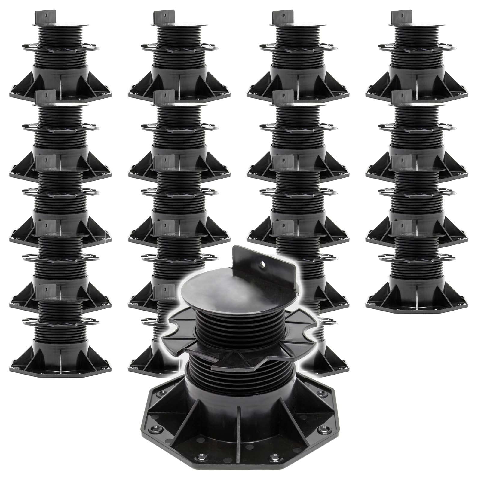 XPOtool Juego de 20 bases regulables para terraza carga máxima 2700kg ajustable en altura 60-128mm