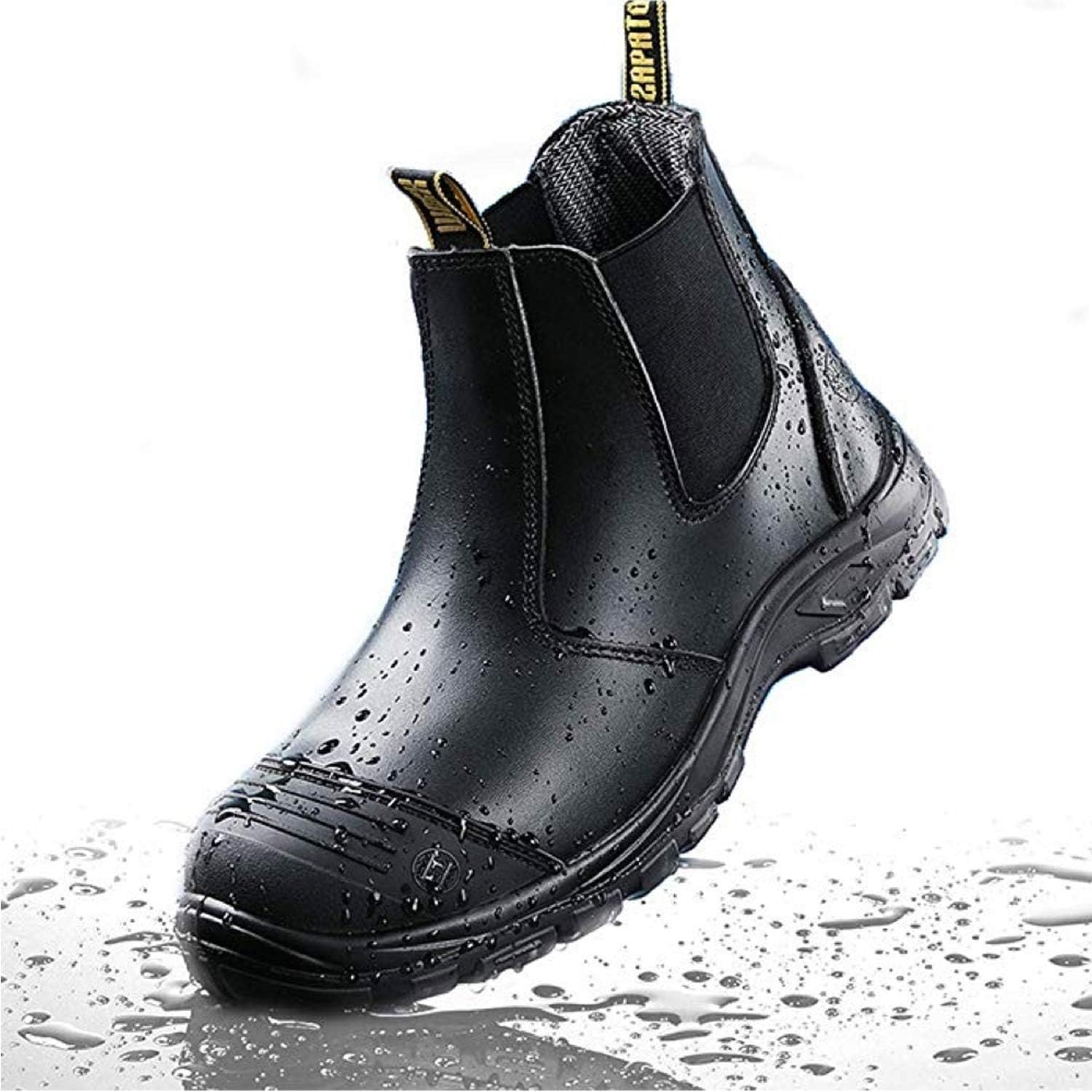 Men's Work Boots Soft Toe Slip On Waterproof Slip Resistant Anti-Puncture Safety Work Shoes,Black,7.5,802 - Image 5
