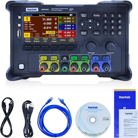 Hantek 3 Channel programmable Linear DC Regulated Power Supply with List+Data Recording High Resolution 1mV/1mA (HDP4324)