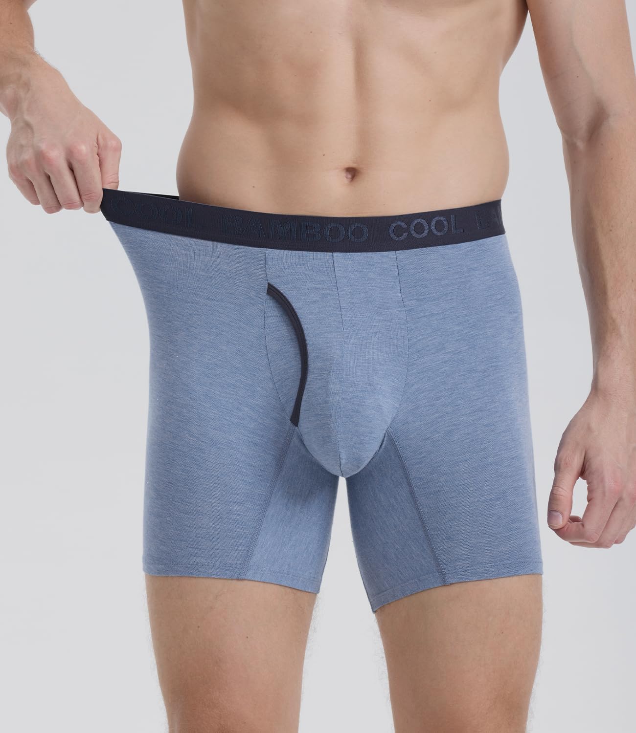 BAMBOO COOL Men's Soft Underwear,No Ride Up Boxer Briefs with Fly, Moisture Wicking & Breathable underwear for Men,Multipack