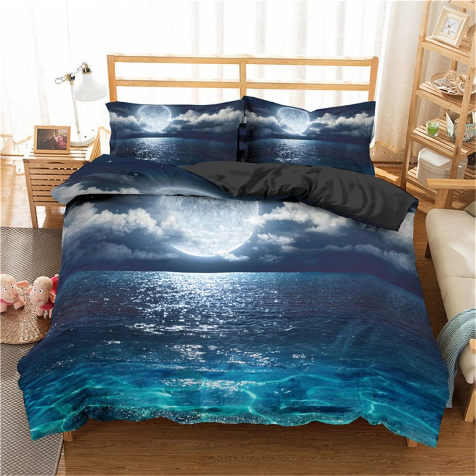 Housse de couette ado facile à laver 140x200 cm avec fermeture éclair et 2 taies d'oreiller