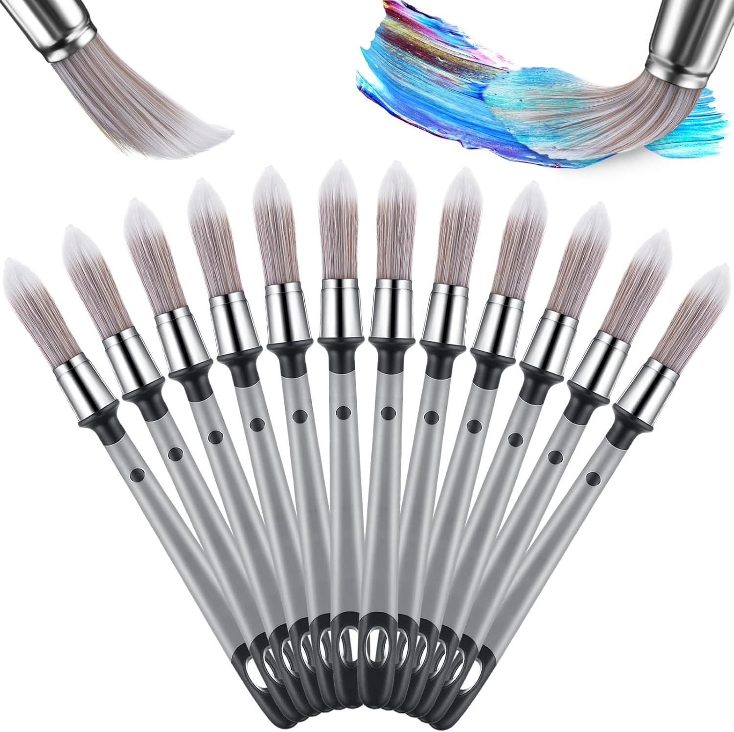 Mifoci 12 Pcs 0.6 Inch Trim Paint Brush Small Paint Brush