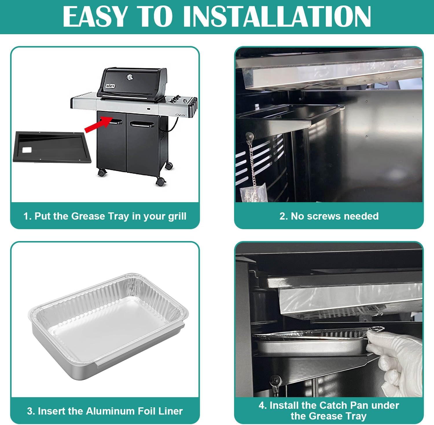 91354 Grease Tray with 6415 Aluminum Foil Liner for Weber Spirit 310 & 320 Series(2009-2012), Catch Pan Replacement for Weber Spirit with Front-Mounted Control Panel 3 Burner Grills