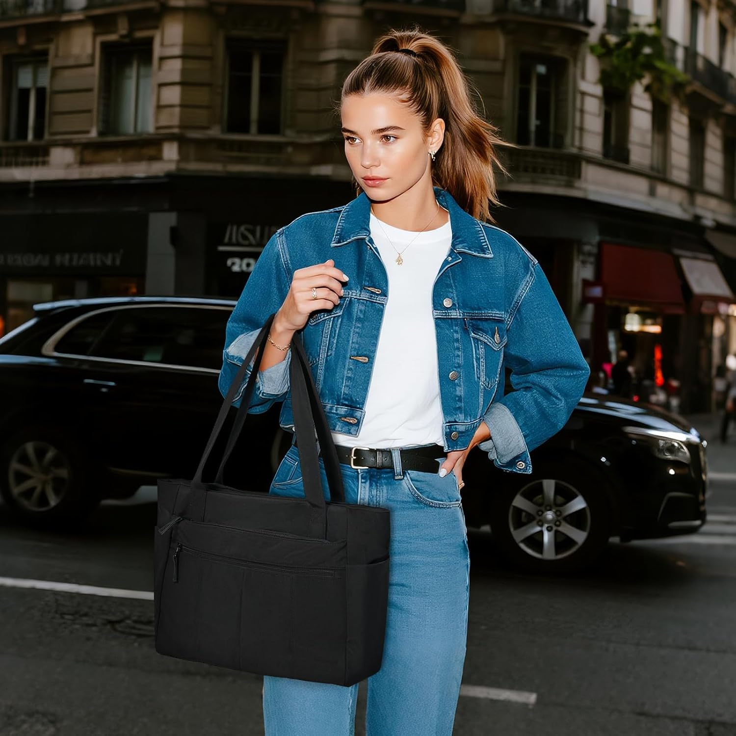 Tote Bag for Women Shoulder Bag Work Bags with Zipper Lightweight Handbags for Travel,Work,School - Image 2