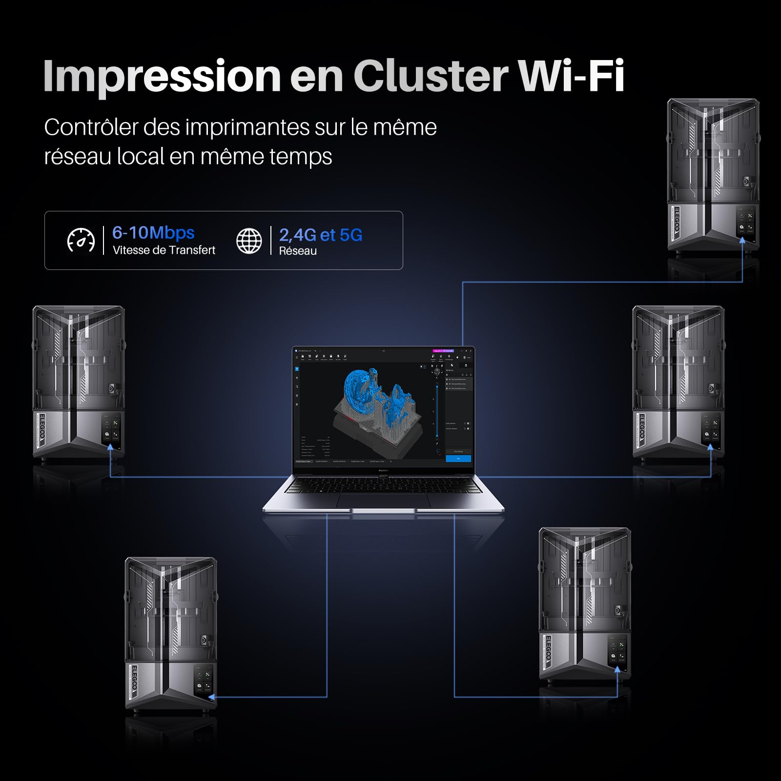 ELEGOO Saturn 4 Ultra drukarka 3D z żywicy 12K MSLA, automatyczne poziomowanie, szybkie drukowanie 3D z prędkością 150 mm/h, kamera AI, druk klastrowy WiFi, duży rozmiar wydruku 220 x 122,88 x 218,88