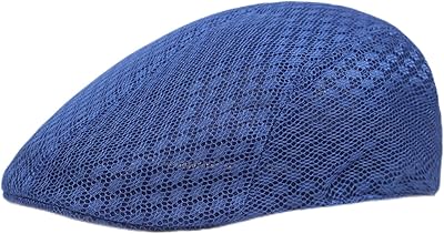 Lifup Unisex Mesh Newsboy Hat Breathable Summer Flat Cap Gatsby Ivy Golf Cabbie Hat Blue