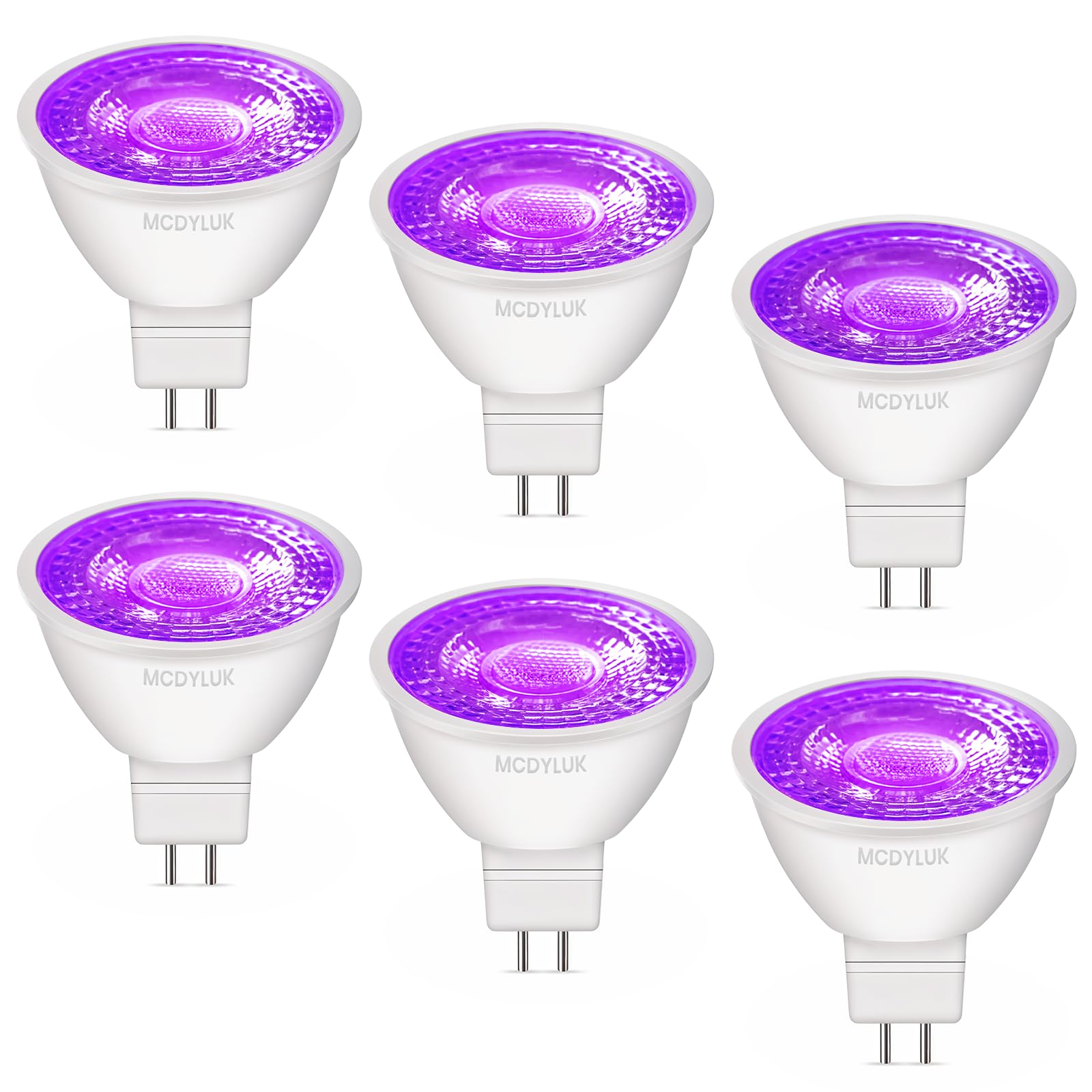 LED MR16 Purple Light Bulb 4W, 20W 35W 50W Halogen Equivalent, 12V Low Voltage GU5.3 Bi-Pin Led Purple Bulbs for Outdoor Landscape Yard Garden Tree Pool Holiday Lighting, 38 Deg, 6 Pack