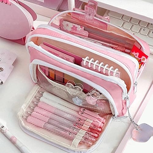 Miniatura 3 de Estuche para lápices, organizador de almacenamiento de papelería para escritorio, suministros de oficina, color rosa