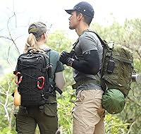 Vista 8 de CamGo Mochila táctica militar Molle de 25 litros para senderismo, mochila de trekking para deportes diarios al aire libre (negro, 25L)