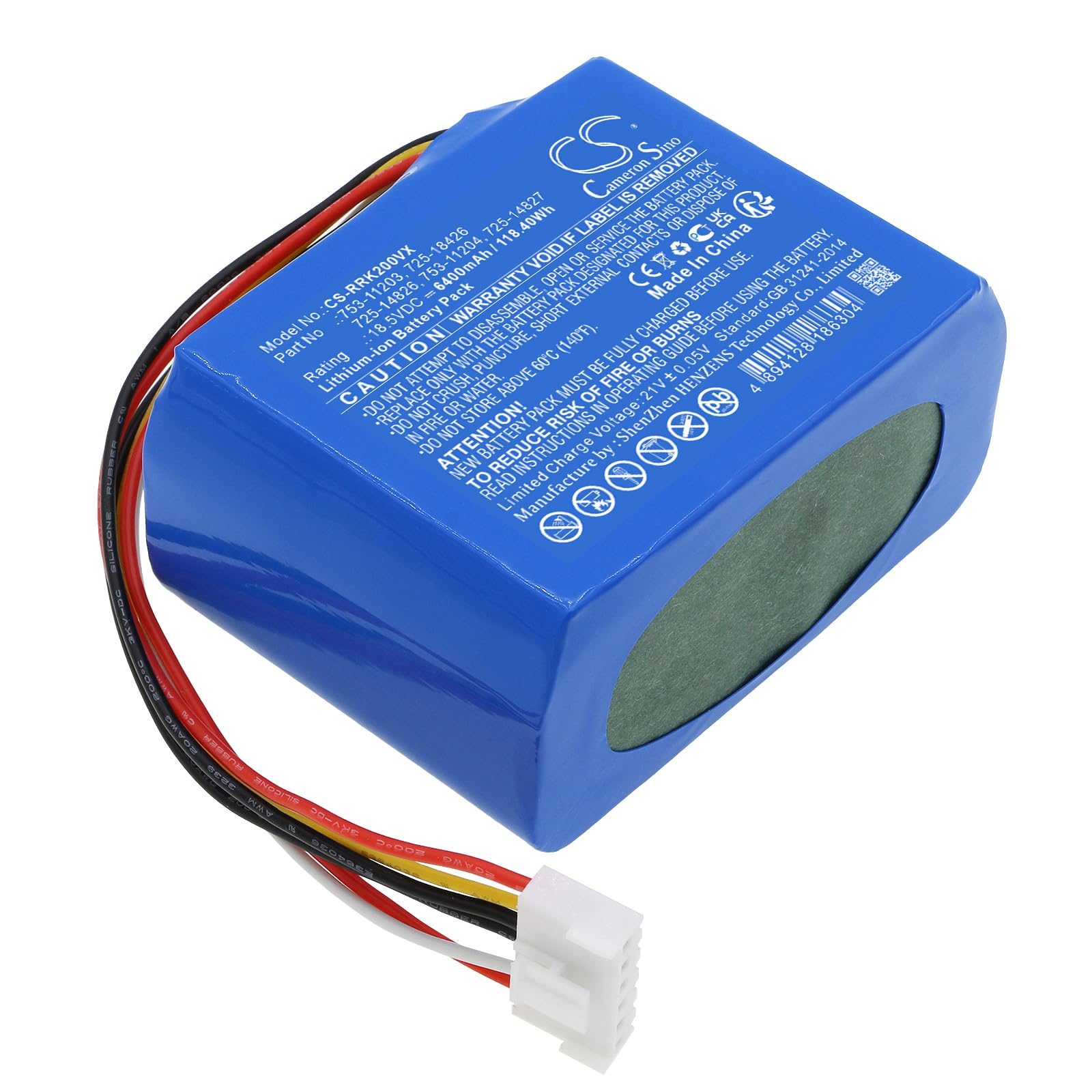 Robomow 725-14826 / 725-14827 / 725-18426 Accu  18.5 V, 3.2 Ah 123accu Huismerk Aro00175 M1 Big