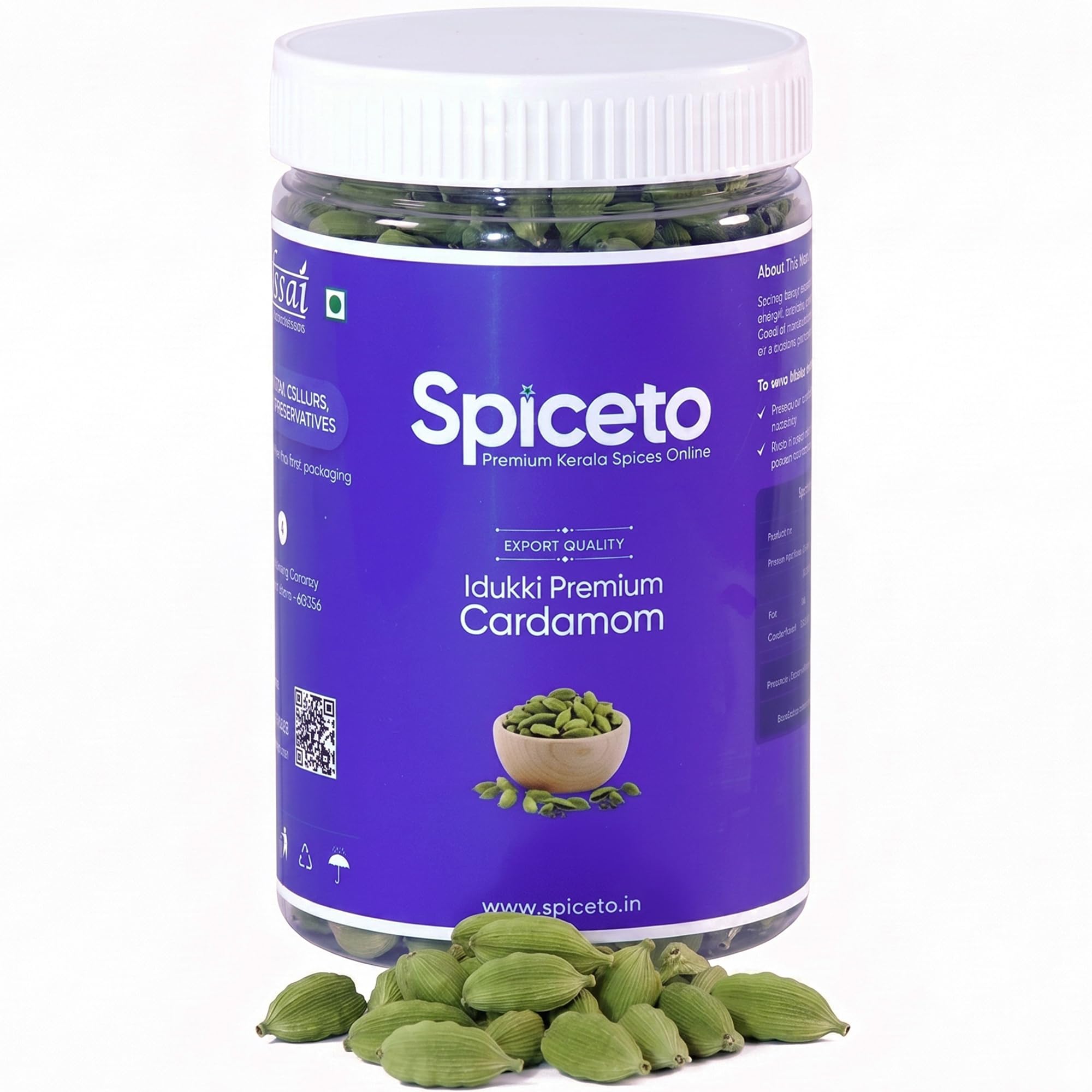 Spiceto 200g Green Cardamom,7mm-8mm, Fresh 2026 Harvest Whole Elaichi | Idukki-grown | Family-sized | Aroma-sealed Jar